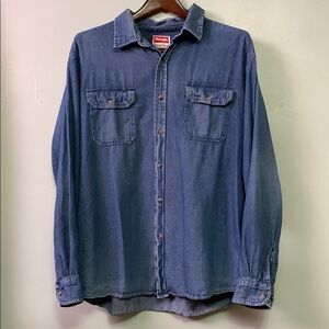 Wrangler Men's Casual Indigo Cotton Button-Down Shirt
